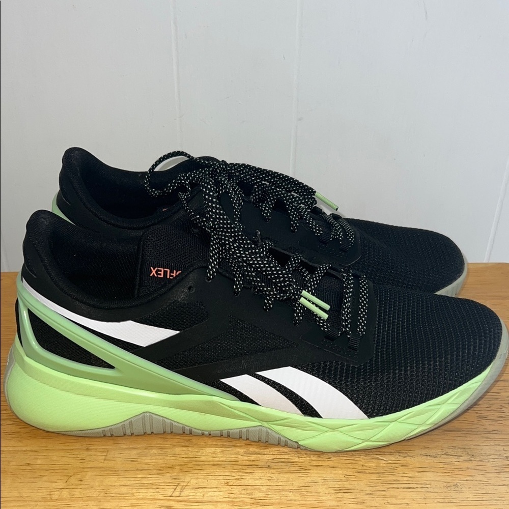 Reebok Black and Lime Green Nanoflex Shoes